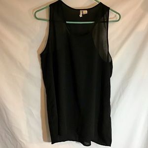 Japna L poly sheer dressy black sleeveless top